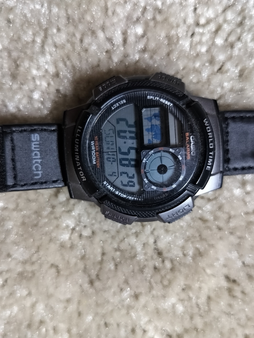 Casio Black Digital Sports Watch with World Time